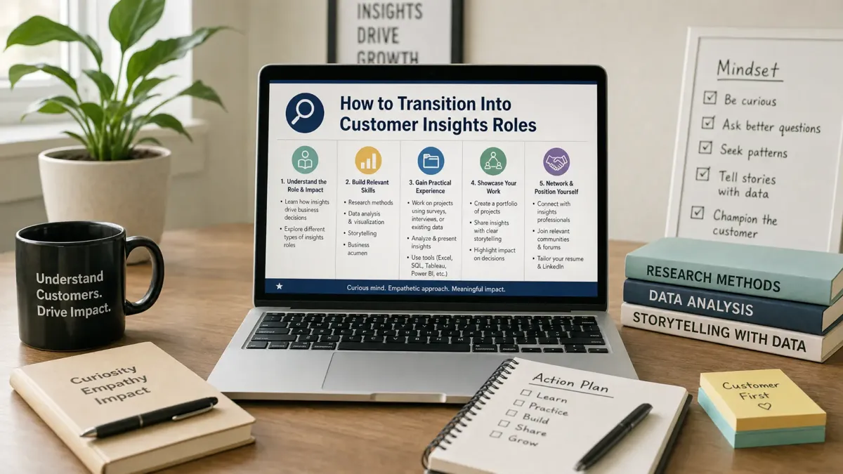 How to Transition Into Customer Insights Roles — illustrated data analysis guide from Corgage